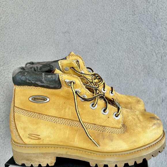 Vintage SKETCHERS Water Proof Work Boots Womens Size 8 Men's size 6.5 Tan Beige - Picture 1 of 7